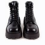 Кожаные ботинки чёрного цвета с контрастной отстрочкой нк шнуровке